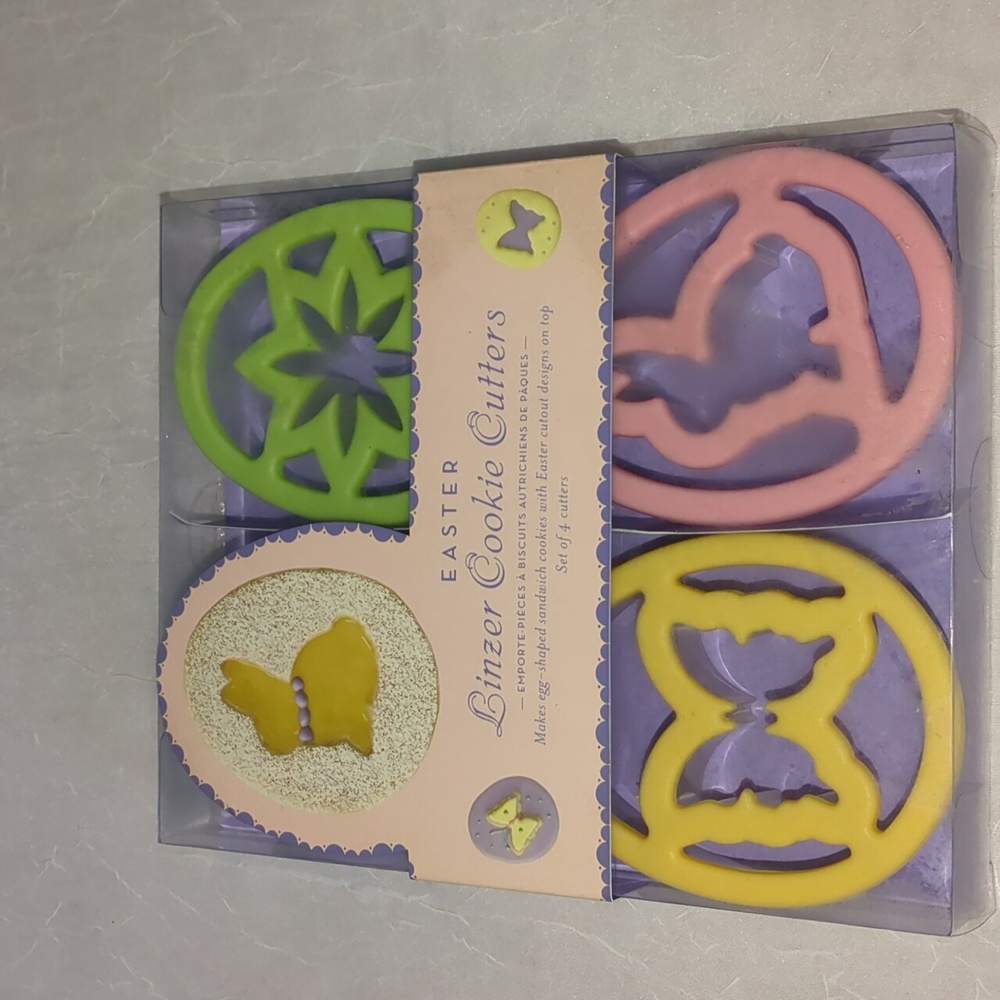 Vintage Easter Linzer Cookie Cutter Set Never Used Bunny Butterfly Flower